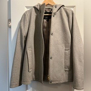 J. crew cropped gray wool pea coat with hood